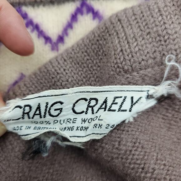 Vintage Craig Craely 100% wool Printed Infinity Scarf - Picture 7 of 7